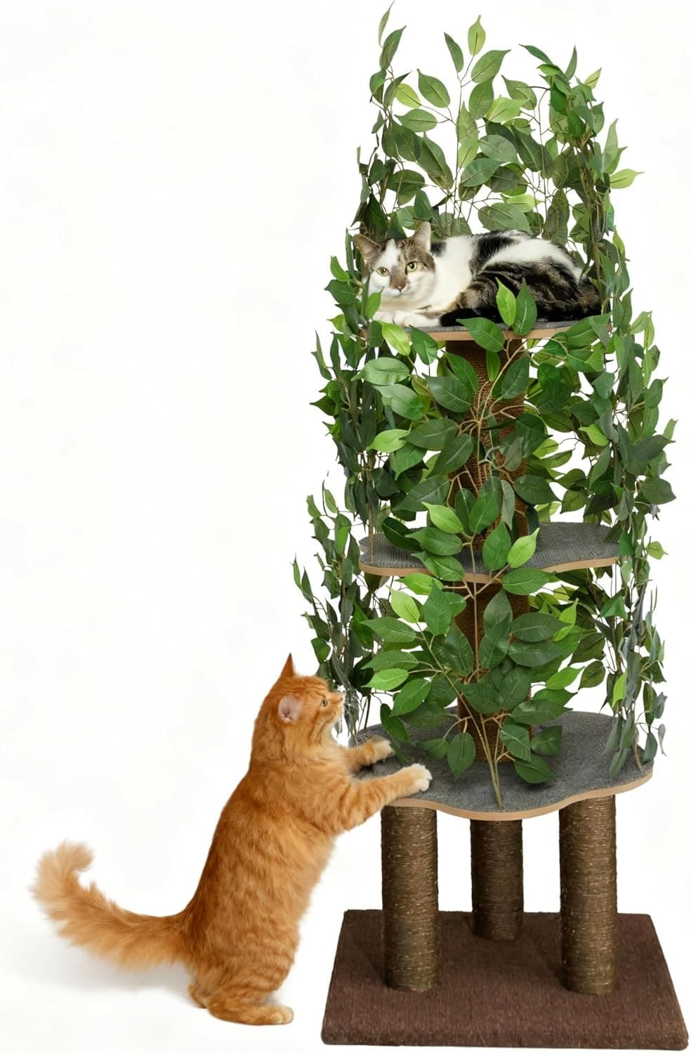 PRIORPET cat tree with leaves, natural look, stable and space-saving design