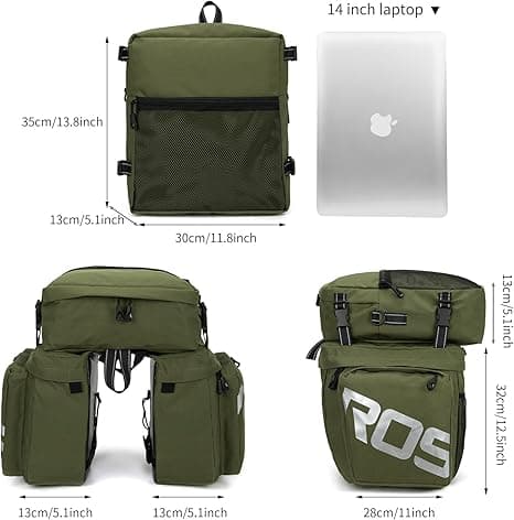 Roswheel Bike Bag Accessories Panniers for Bicycle Rear Rack Bag 50L Waterproof Mountain Electric Bike Saddle Bags for Cycling Traveling Commuting