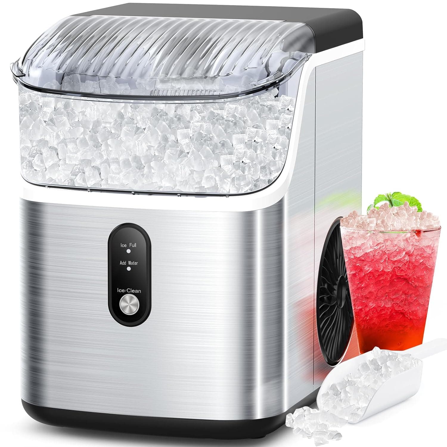 COWSAR Nugget Ice Maker Countertop, Soft Chewable Crushed Ice, 34lbs/Day