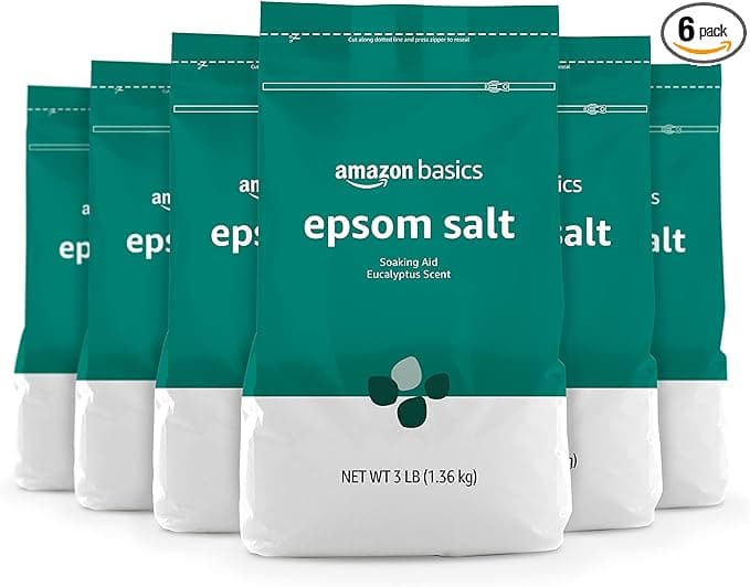 Amazon Basics Epsom Salt Soaking Aid, Eucalyptus Scented, 3 Pound (Pack of 6)