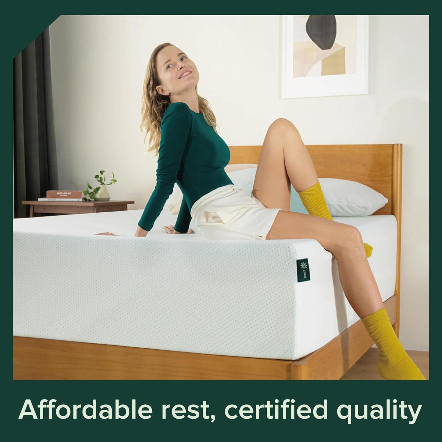 Zinus 12 Inch Queen Green Tea Memory Foam Mattress Fiberglass Free