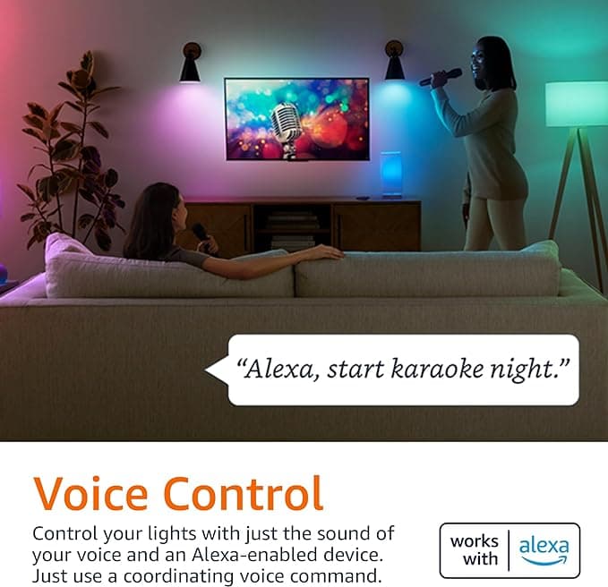 Amazon Basics Smart A19 LED Light Bulb, Color Changing, Works with Alexa