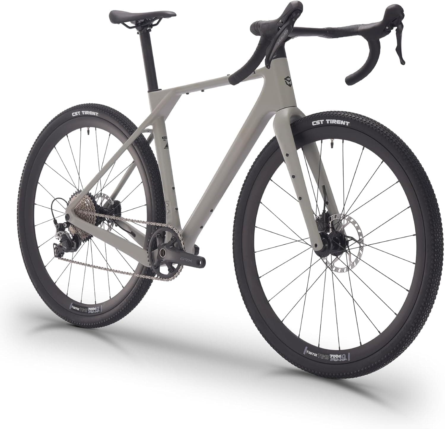 SAVADECK carbon gravel bike leaned against a trail sign