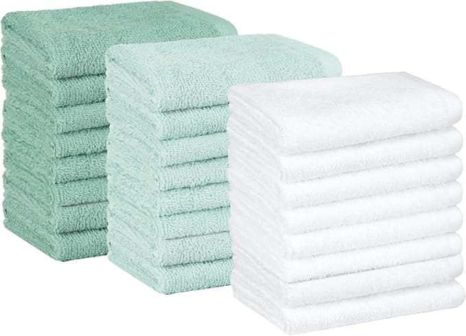 Amazon Basics Cotton Washcloths for Bathroom, 24-Pack