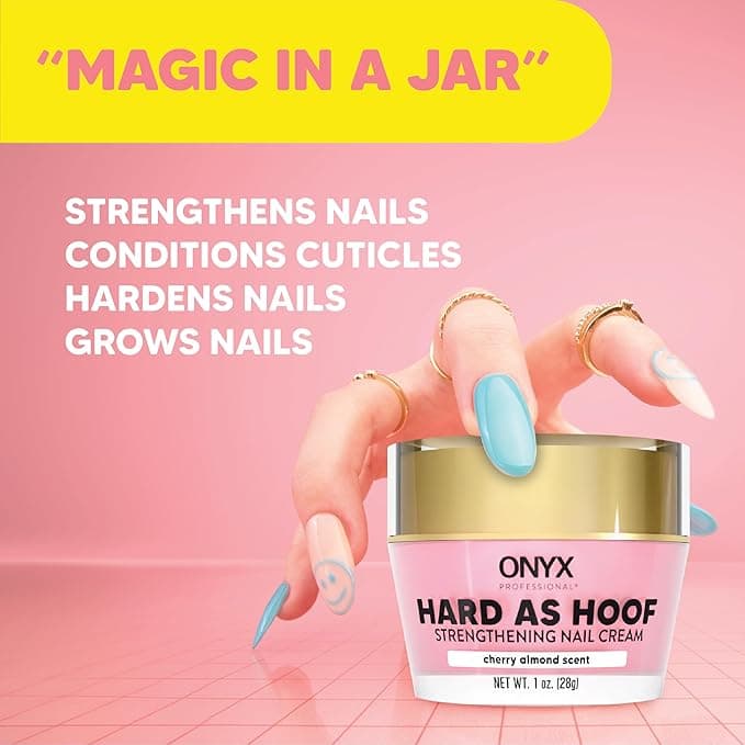 Onyx Professional Hard as Hoof Nail Strengthening Cream, Cherry Almond Scent - Made in USA, Nail Growth & Conditioning Cuticle Cream Stops Splits, Chips, Cracks & Strengthens Nails, 1 oz - Beauty & Cosmetics - Nail Strengthener - $10.99
