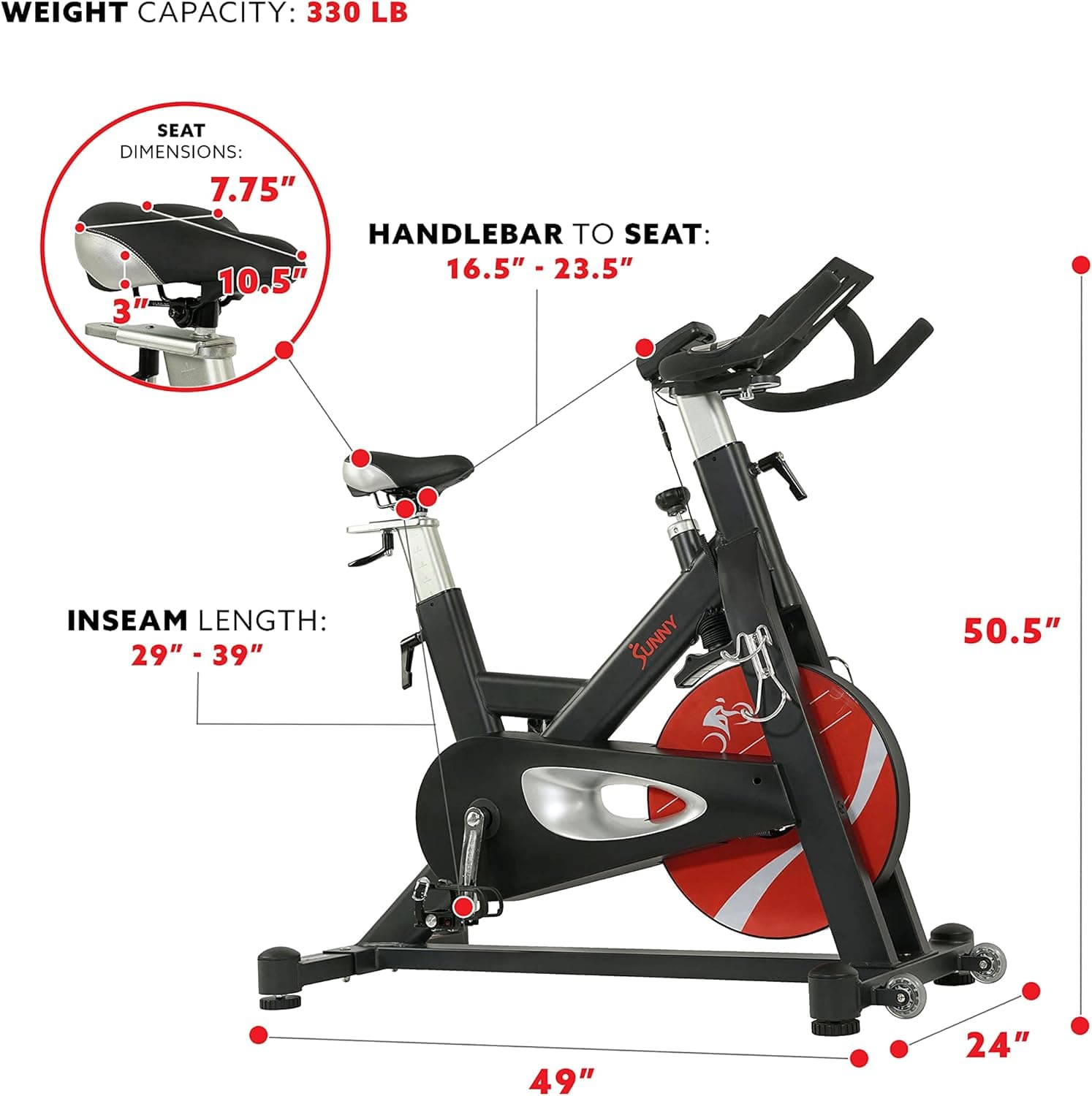Sunny Health & Fitness Premium Indoor Cycling Bike with Magnetic Resistance