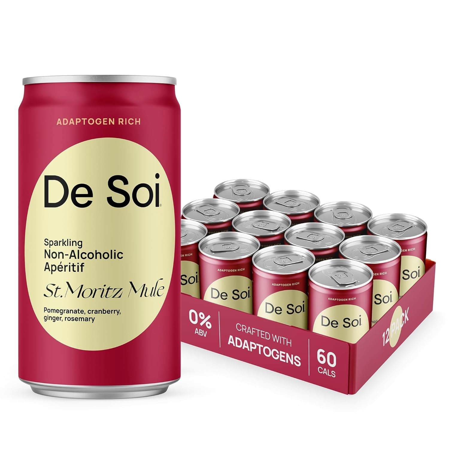 De Soi St. Moritz Mule Mocktails NA Drinks 8 fl oz 12-pack Adaptogen Drink Sparkling Drink