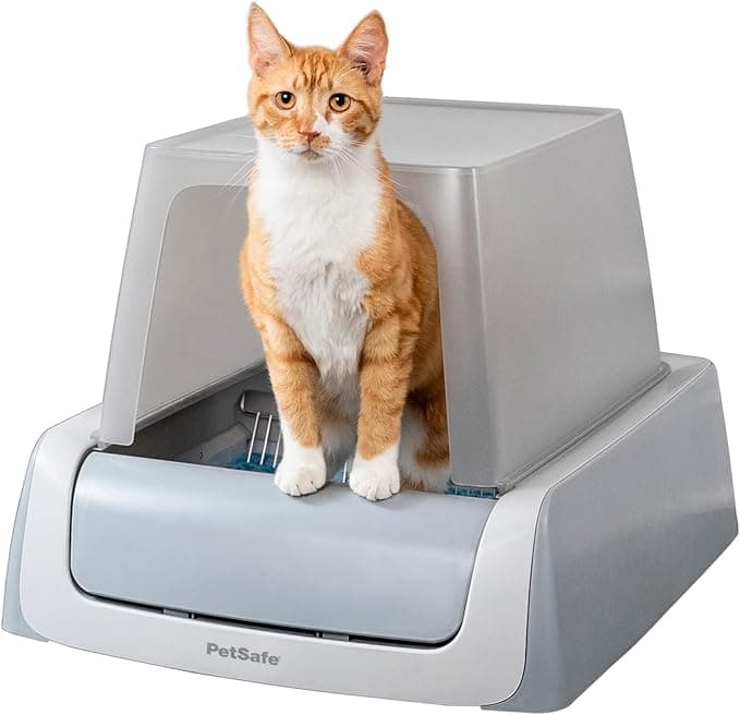 PetSafe ScoopFree Crystal Pro Legacy Automatic Self-Cleaning Cat Litter Box – Enclosed Front-Entry – Includes 1 Disposable Crystal Litter Tray – Advanced Odor Control – Gray (PAL00-16806)