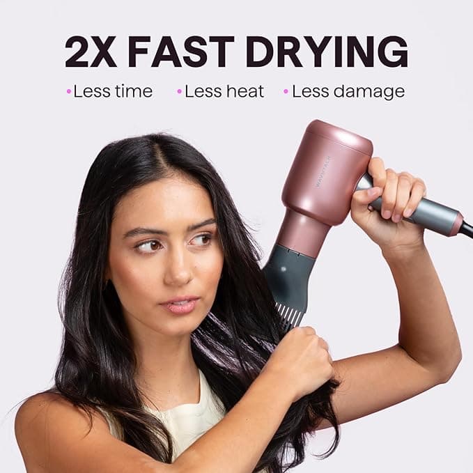 Wavytalk Hair Dryer, Blown Away Ionic Hair Dryer for Curly Hair with Diffuser, 1875W Fast Drying Blow Dryer with Ceramic Technology, 3 Attachments for All Hair Types, Light and Quiet, Rose Gold - Beauty & Cosmetics - Hair Dryer - $33.82