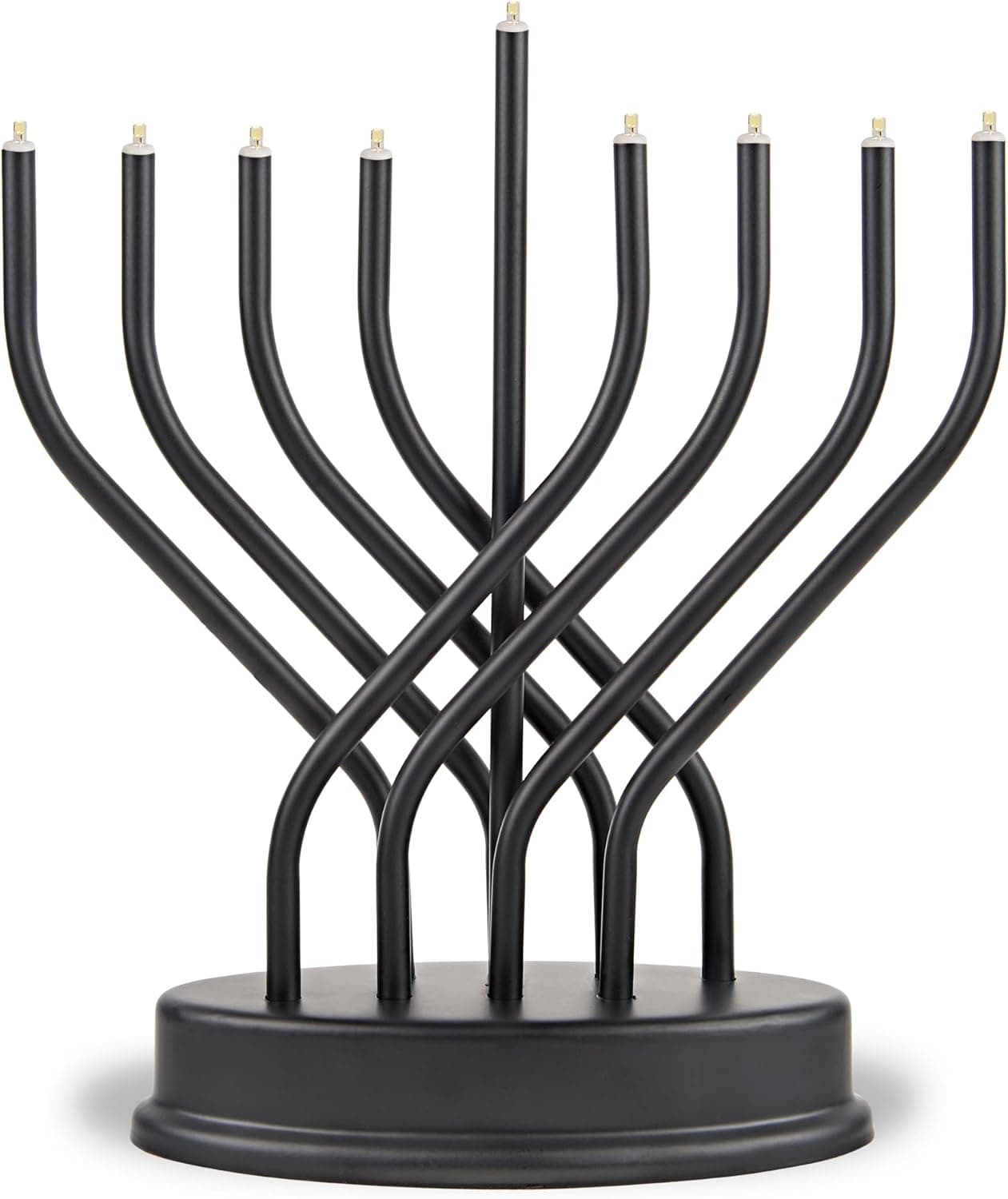 Matte black electric menorah with LED bulbs