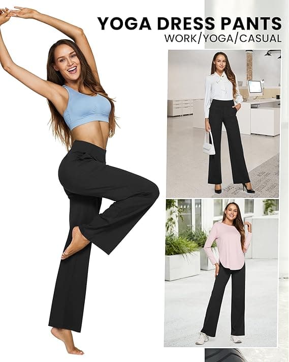 G4Free EverGoing Yoga Pants Women Wide Leg Pants with Pockets High Waist Stretch Dress Casual Sweatpants Petite/Regular/Tall