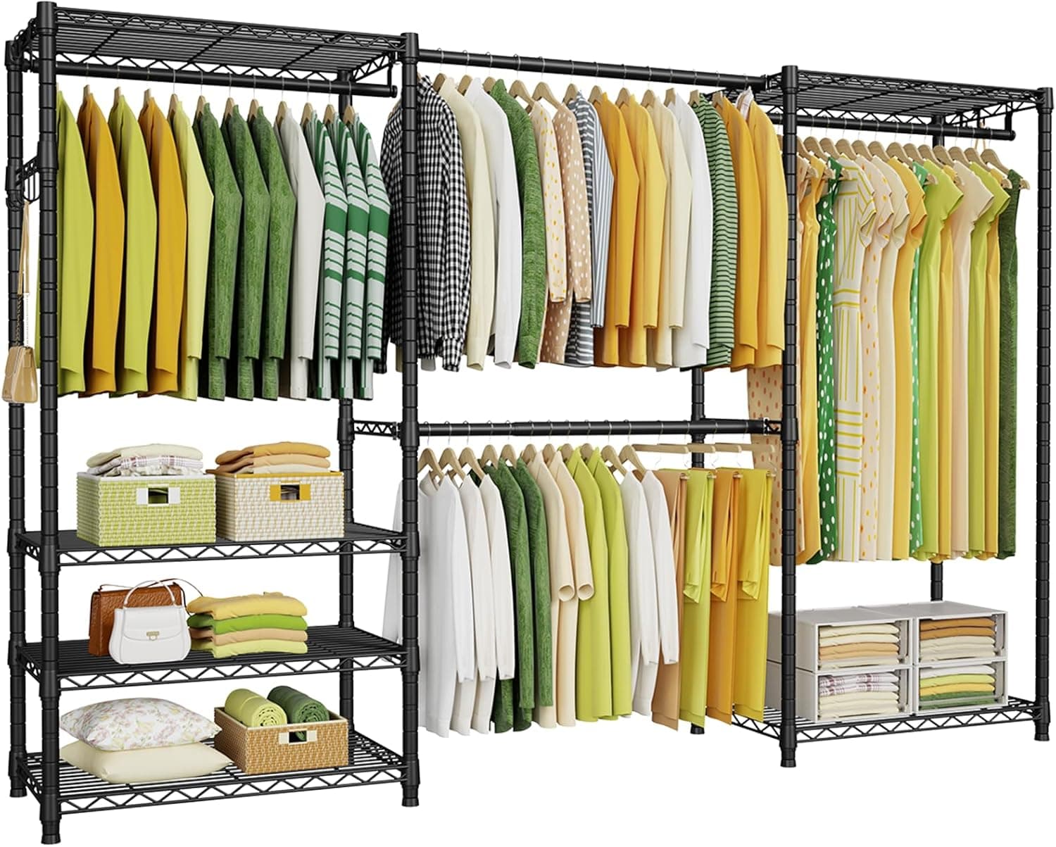 Ulif E1 Heavy Duty Closet Garment Rack with 6 Tiers and 4 Hanger Rods