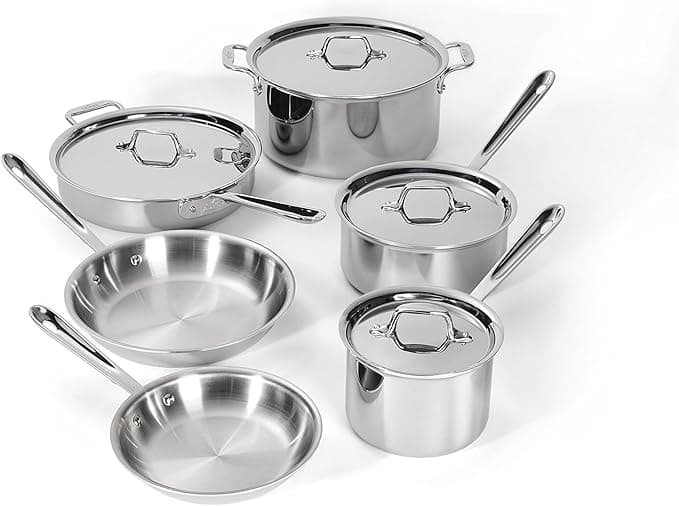 All-Clad D3 3-Ply Stainless Steel Cookware Set 10 Piece