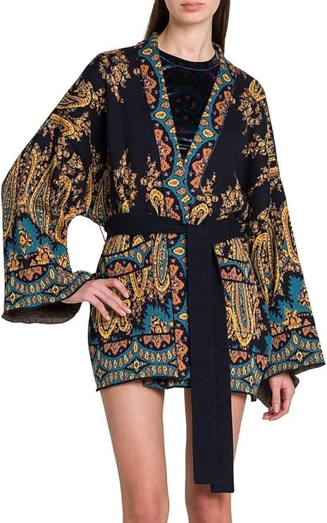 Etro Midnight Dream Wrap Cardigan Minidress - Designer Dresses - $2,590.00