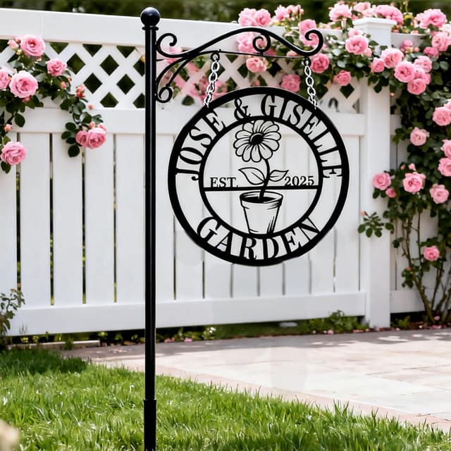 Custom Metal Garden Sign with Butterfly