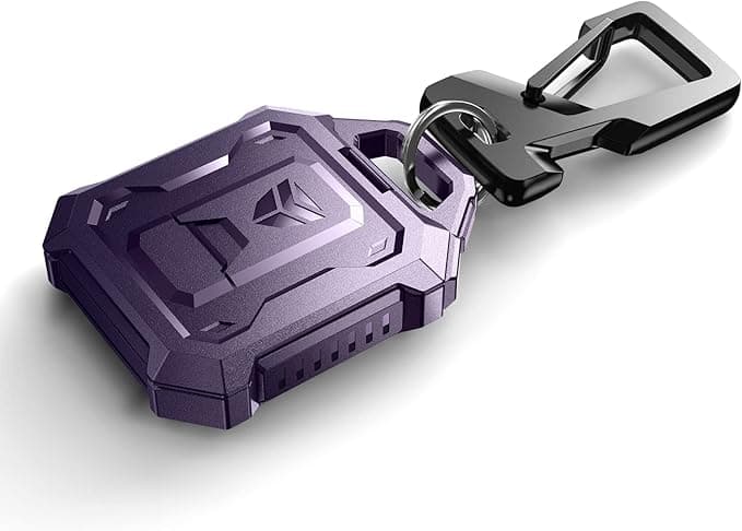 Dexnor Full-body Shockproof Case for AirTag,Anti-lost Protective Cover Airtag Holder Keychain with Key Ring & Carabiner