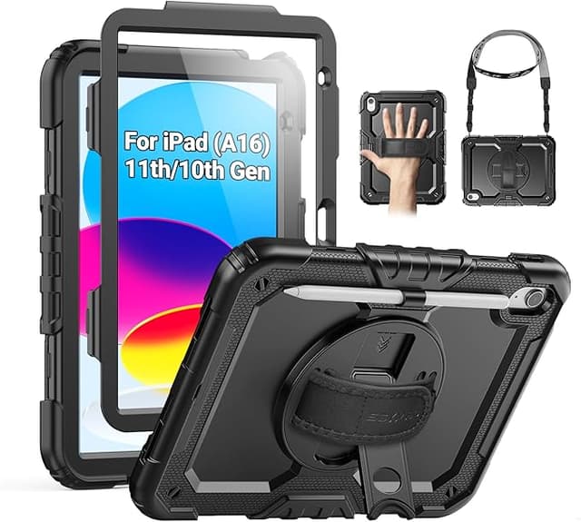 SEYMAC iPad Case - Heavy Duty Protective Case with Stand