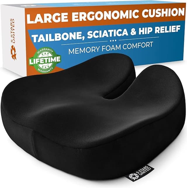 5 STARS UNITED Seat Cushion for Tailbone Pain Relief - Memory Foam