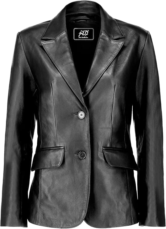 Jild Classic 2-Button Lambskin Leather Blazer Women