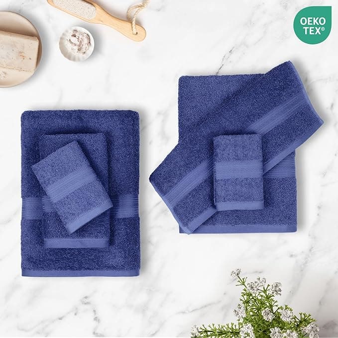Amazon Basics 6 Piece Oversized Fade Resistant Towel Set