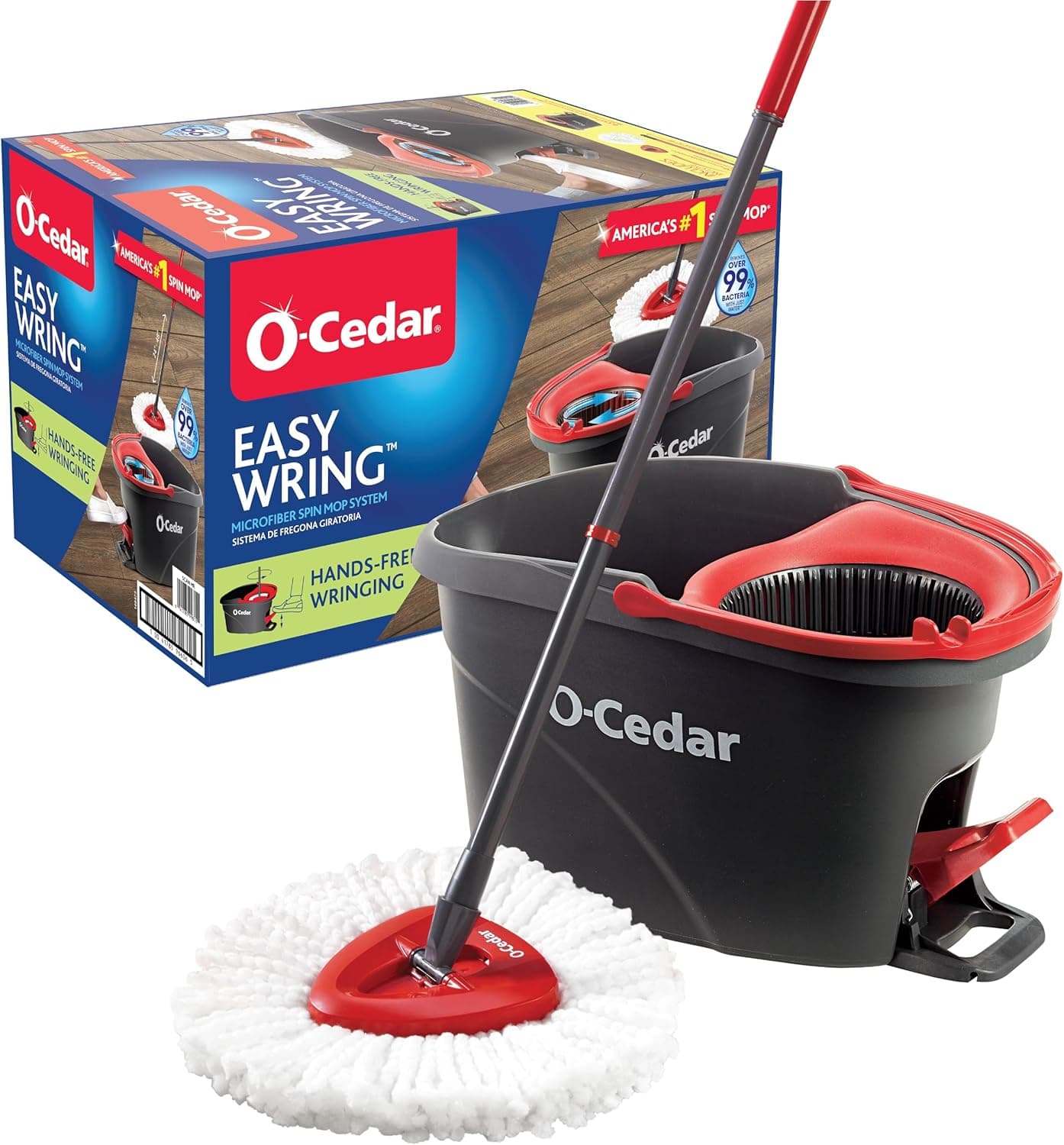 O-Cedar EasyWring Microfiber Spin Mop & Bucket Floor Cleaning System - Essential tool for effective dusting with the dryer method