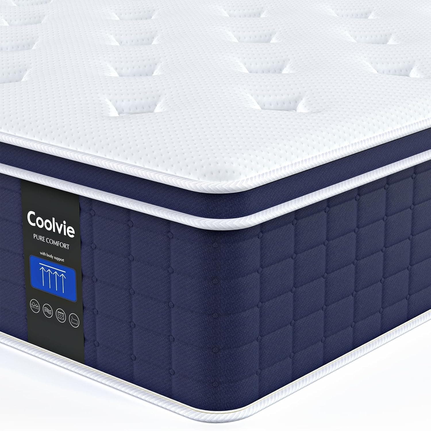 Coolvie Twin XL Mattress 14 Inch Hybrid with Pocket Springs