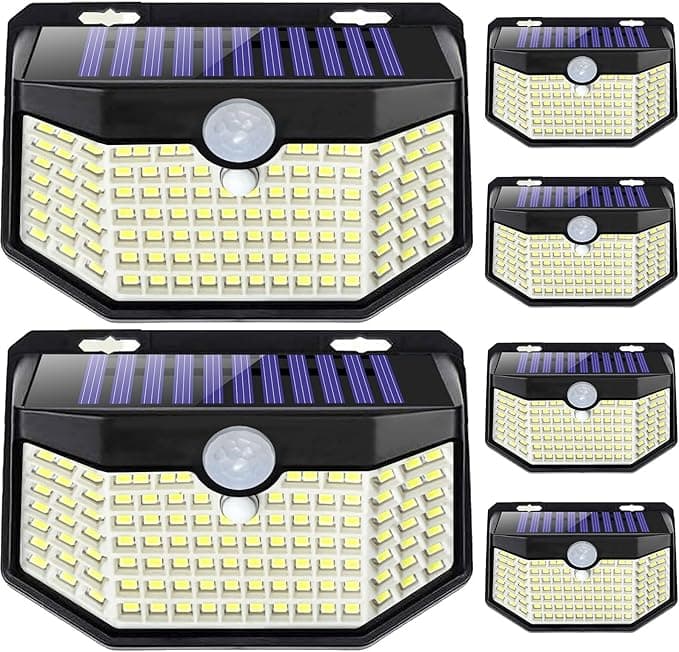 HMCITY Outdoor Solar Lights Wide Solar Wall Lights 6 Pack