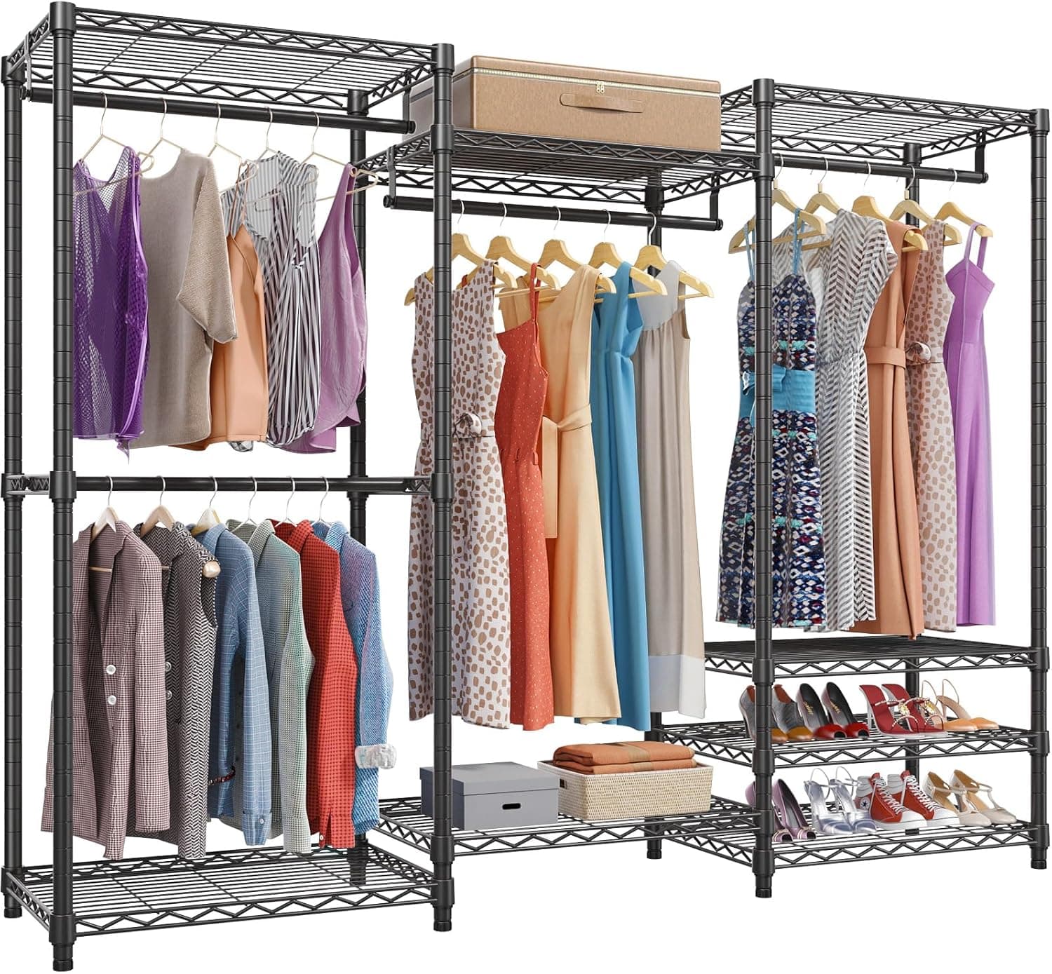 VIPEK V5 Portable Closet Wardrobe Heavy Duty Clothes Rack with 4 Hang Rods & 8 Shelves