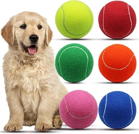 Magicorange Large Tennis Balls for Dogs, 6 Pack 4 Inch Big Tennis Ball Pet Chew Toy Large Balls for Outdoor/Indoor Sports (Multicolor, 6 Pack)