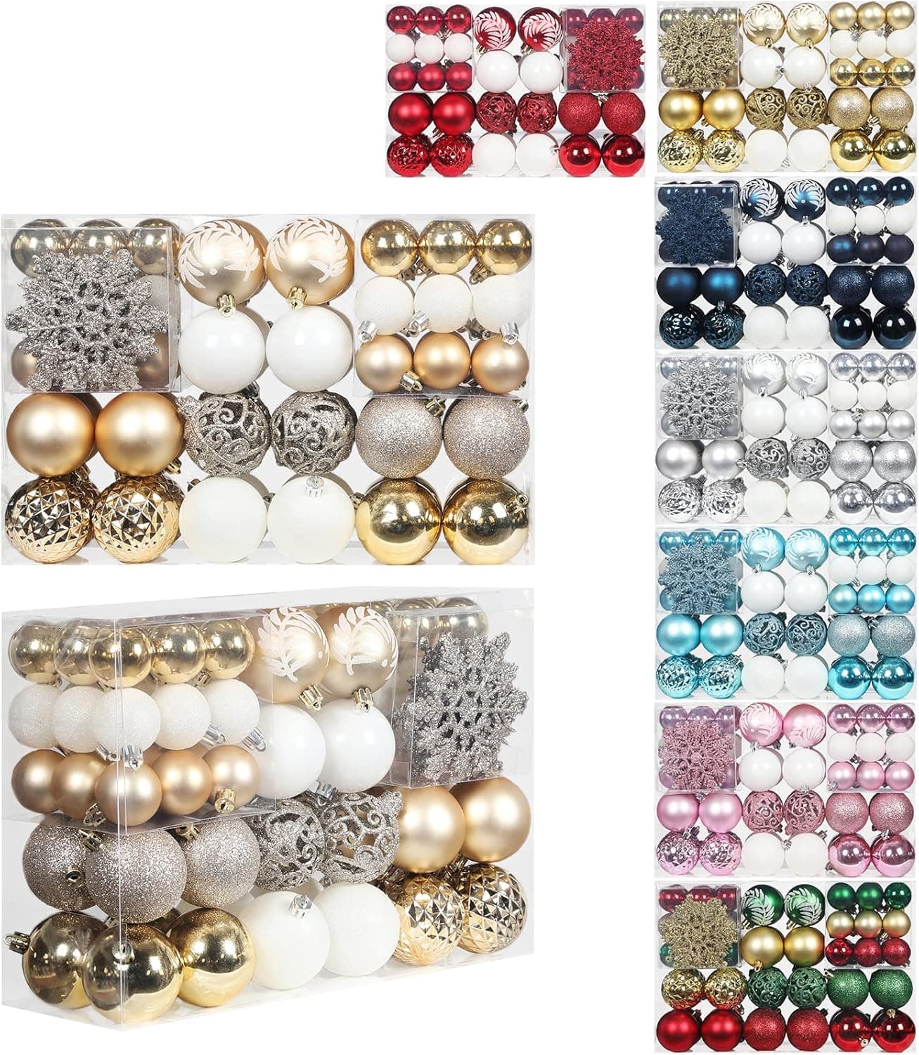 SY CRAFT 86-piece shatterproof Christmas ball snowflake ornaments in champagne gold