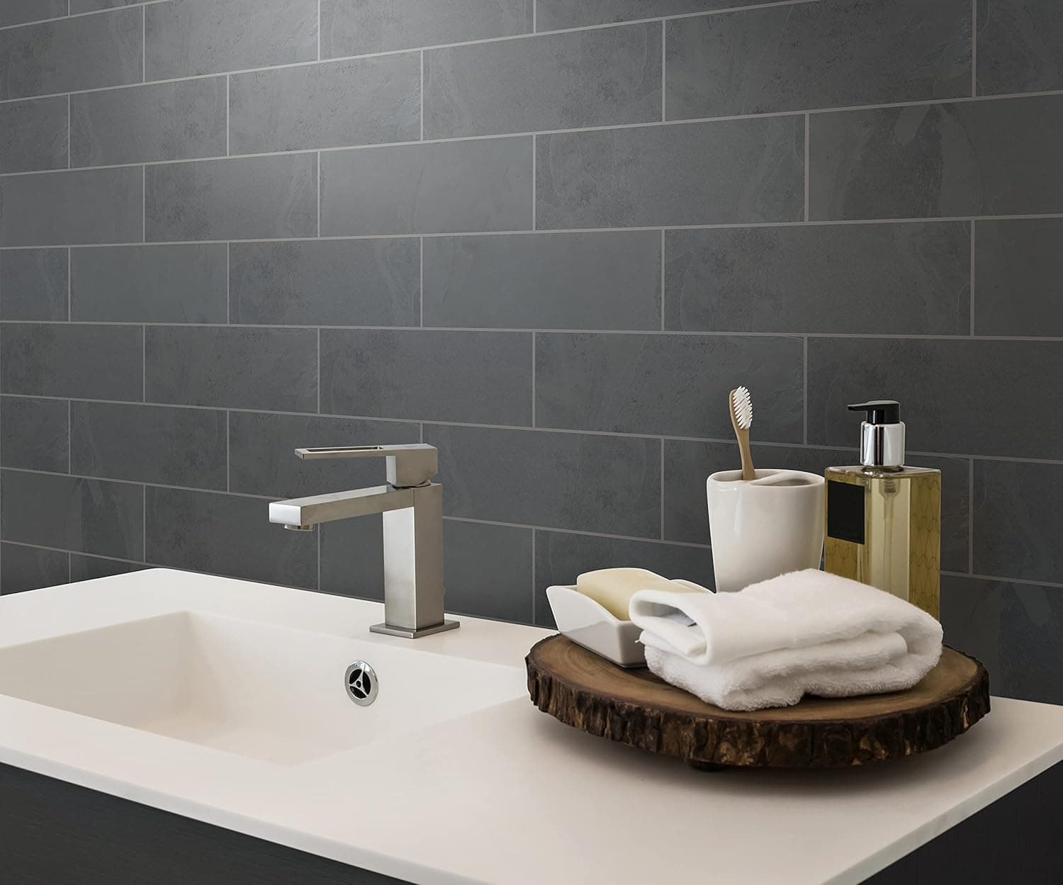 MSI Montauk Black Gauged Slate Subway Tile (4" x 12")