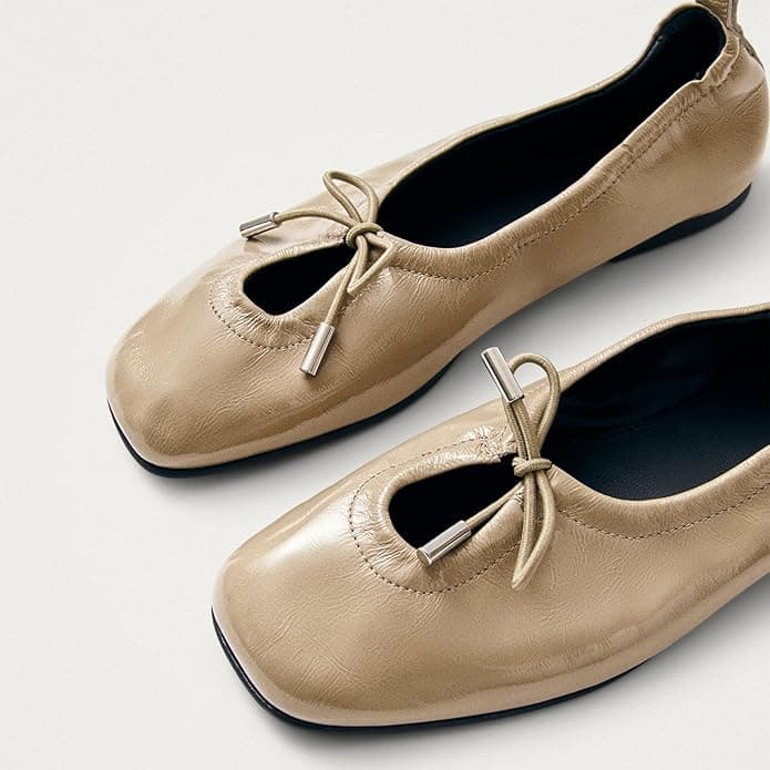 Women ballet flats square toe lace up bow ballerina shoes cute slip on casual mary jane shoes