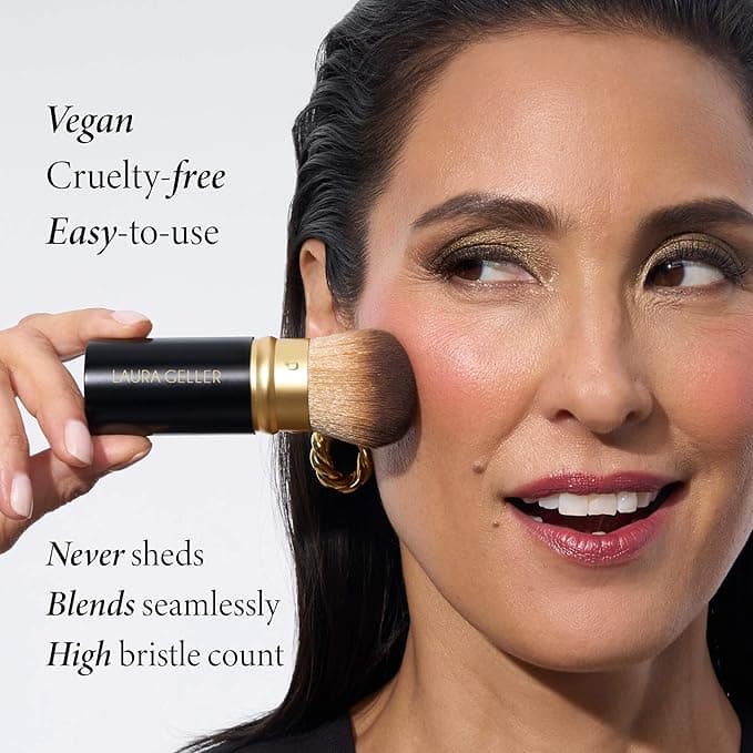 LAURA GELLER NEW YORK Retractable Airbrush Kabuki Brush for All Face Makeup & Foundation for Liquid, Cream and Powder Face Makeup With Aluminum Handle - Beauty & Cosmetics - Makeup Brush - $16.80