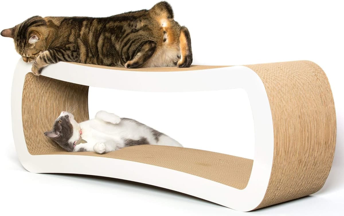 PetFusion Jumbo cat scratcher lounge with 4 cardboard scratching surfaces and 2 levels