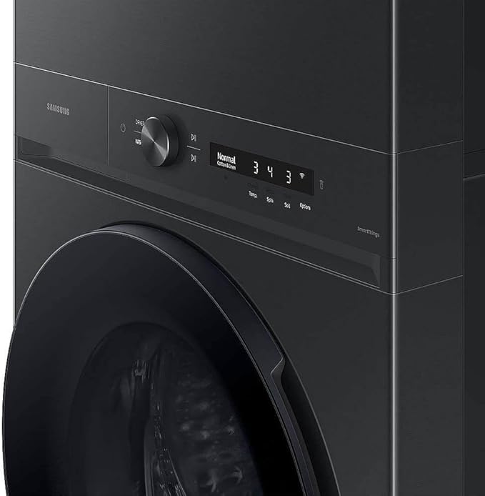 Samsung WH46DBH500EV 4.6/7.6 Cu. Ft. Brushed Black Bespoke AI Stacked Washer/Dryer