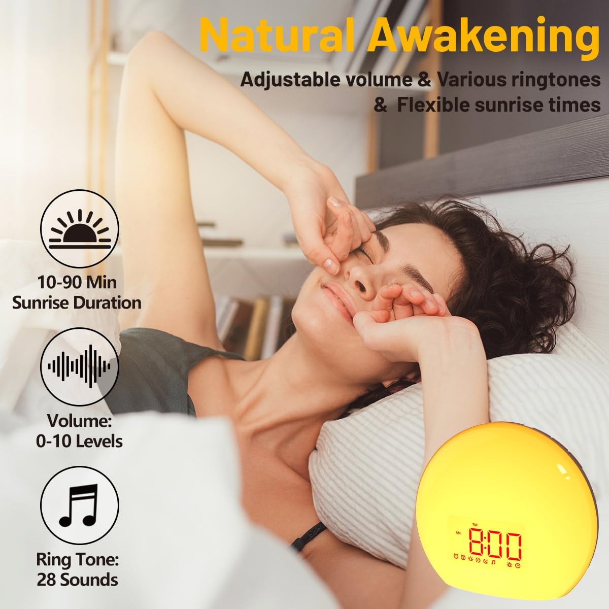 Sunrise alarm clock for couples - wake up naturally with light simulation