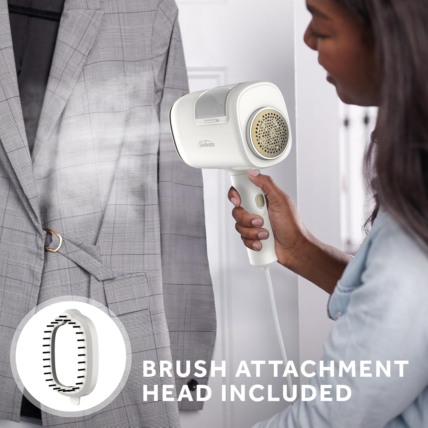 Sunbeam ReviveSystem 3-in-1 Steam, Iron & Fabric Shaver – 1000W, Ceramic Soleplate, Lint Remover, Vertical/Horizontal Use, 6-Leaf Blade, 3oz Tank, Quick Heat-Up, Compact, 3-Year Limited Warranty