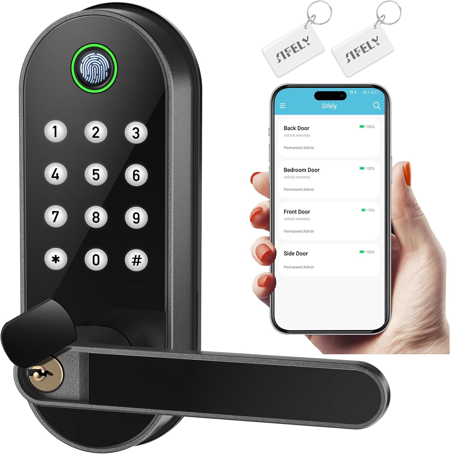 Sifely Fingerprint Smart Door Lock with Keypad - Bluetooth Keyless Entry