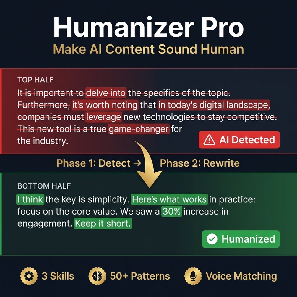 Humanizer copy editing copywriting 3 skills workflow