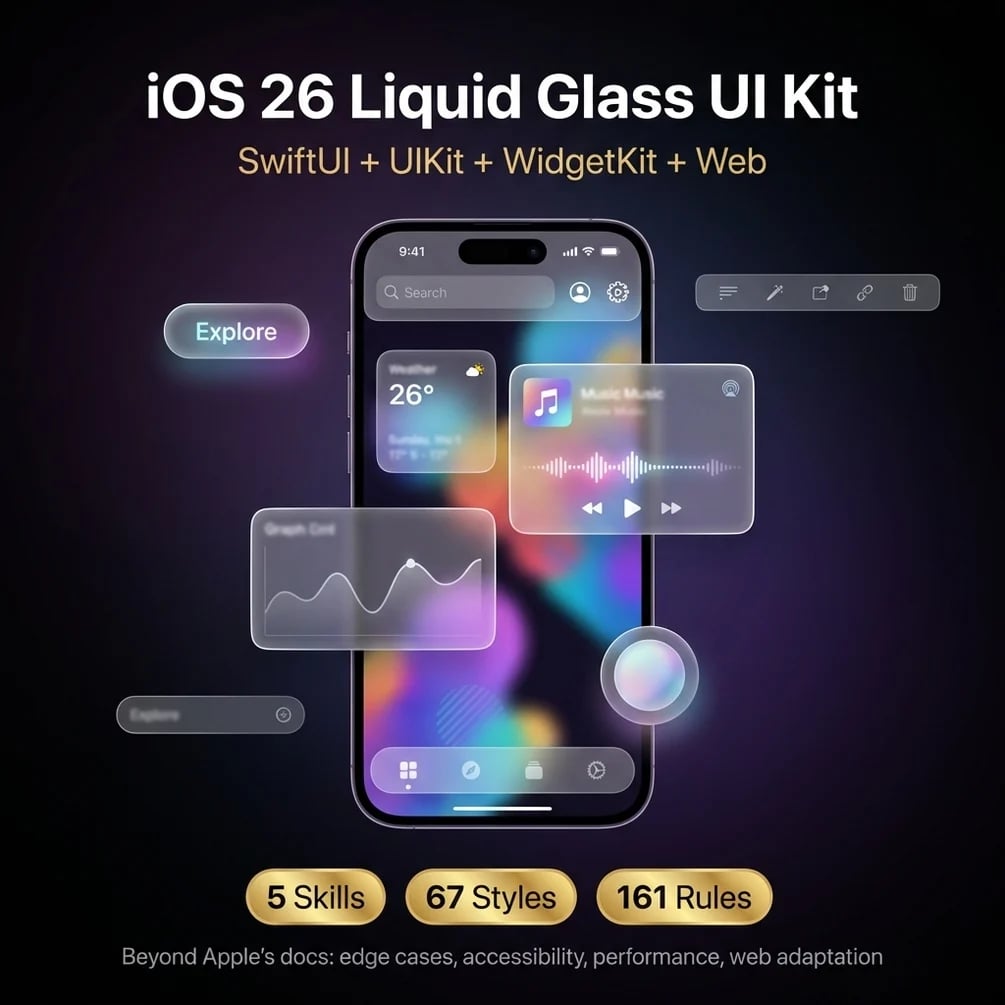 Ios 26 liquid glass ui kit 5 skills 67 styles pinterest