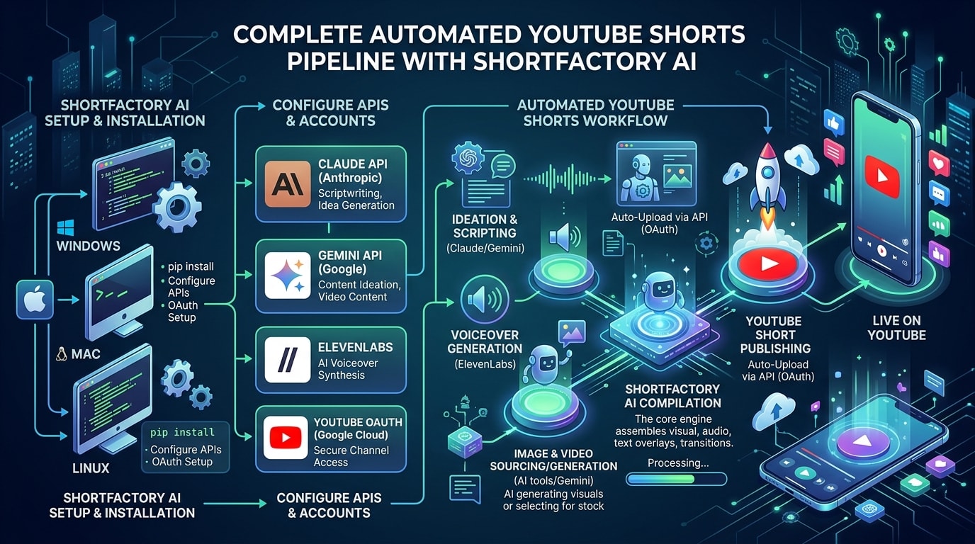 Shortfactory ai automated youtube shorts pipeline