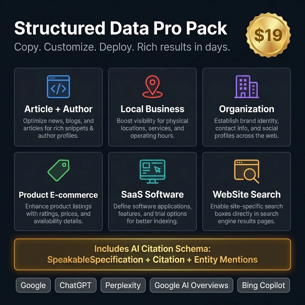 Json ld templates article product organization schema