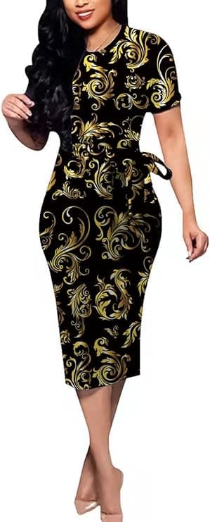 BOGURST floral midi bodycon work-to-party dress