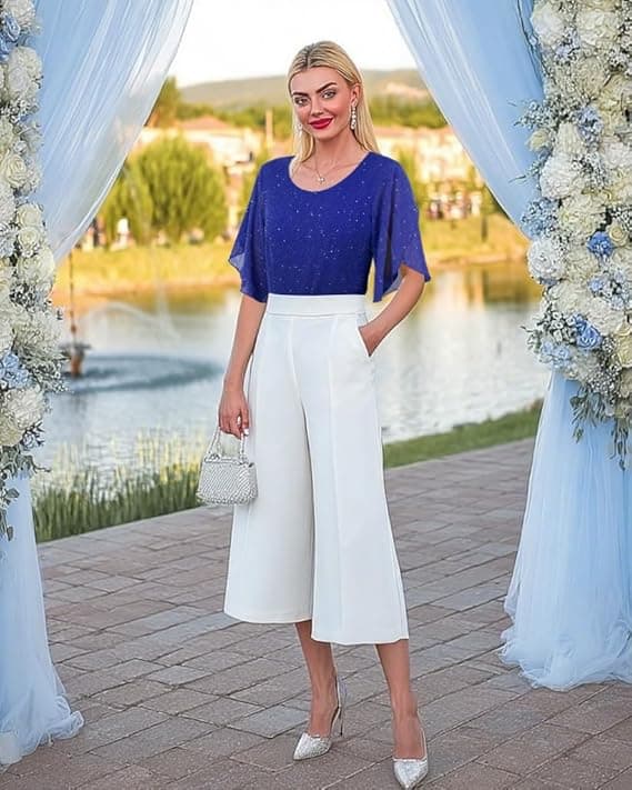 Ninedaily 3/4 sleeve double-layer mesh tunic blouse