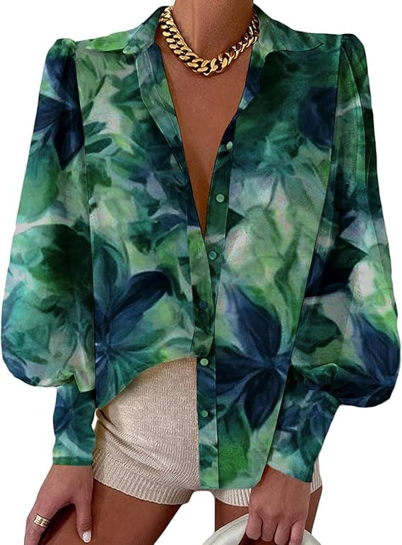 BTFBM button down blouse styled with trousers and sequin skirt