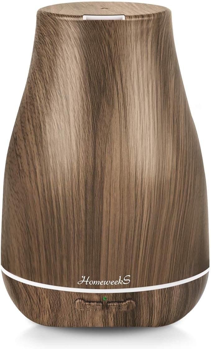 Aromatherapy Essential Oil Diffuser for Room: Air Humidifier Aroma Scent Cool Mist Diffusers Colorful Light Cute Mini Small Waterless Auto Off Ultrasonic for Home Bedroom (Brown Wood Grain)
