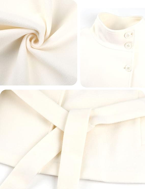 Hooever Women Batwing Sleeve Ponchos Pea Coat